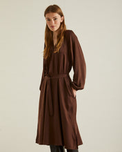 SATEEN MIDI DRESS CHOCOLATE