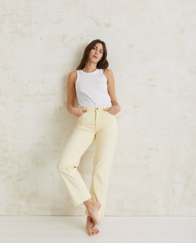 STRAIGHT DENIM TROUSERS LIGHT YELLOW