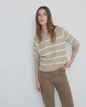 STRIPED V-NECK COTTON SWEATER