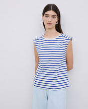 Royal blue basic striped sleeveless T-shirt
