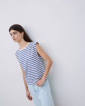Royal blue basic striped sleeveless T-shirt