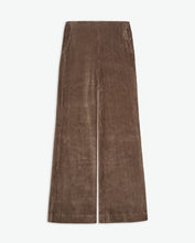 Taupe wide cotton-blend corduroy trousers