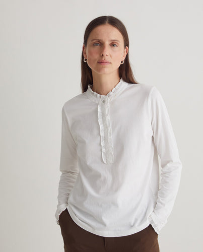 White Cotton Shirt with ruffles