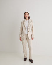 Ecru regular-fit flannel trousers