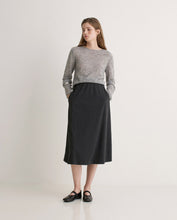 Anthracite midi skirt with elastic waistband