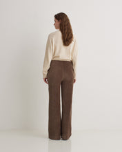 Taupe wide cotton-blend corduroy trousers