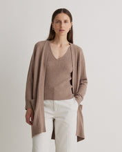 Brown cotton-blend long cardigan