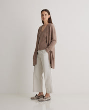 Brown cotton-blend long cardigan