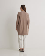 Brown cotton-blend long cardigan