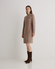 Brown Perkins-neck short dress
