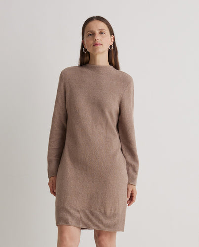 Brown Perkins-neck short dress