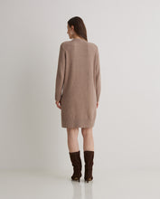 Brown Perkins-neck short dress