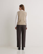 Beige merino-wool v-neck vest