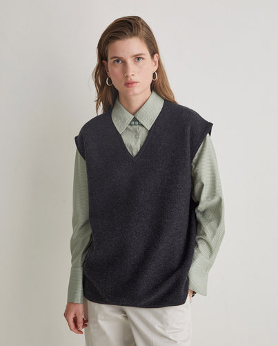 Lead-grey boiled-wool vest