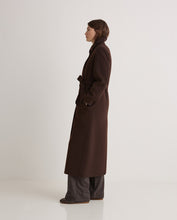 Handmade wool-blend long coat brown