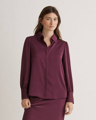 Aubergine long-sleeve sateen shirt