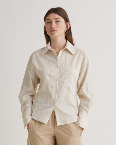 Ecru striped long-sleeve shirt