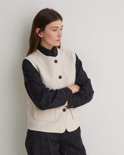 Ecru wool-blend vest with pockets