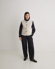 Ecru wool-blend vest with pockets