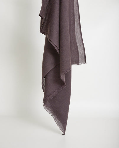 Aubergine wool-blend frayed foulard