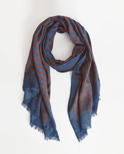 TWO-TONE PRINT FOULARD BROWN/BLUE