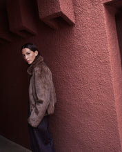 Brown faux-fur short coat