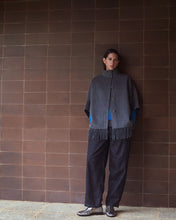 Handmade wool-blend fringed cape grey
