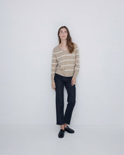 STRIPED V-NECK COTTON SWEATER