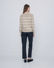 STRIPED V-NECK COTTON SWEATER