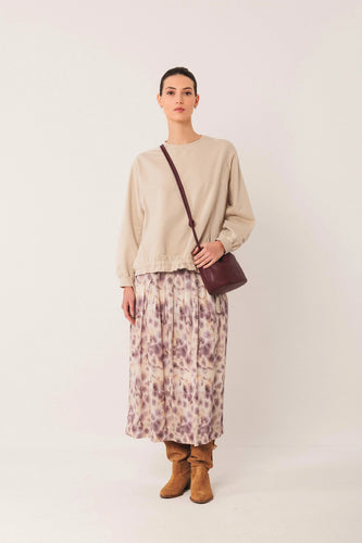 WATERCOLOR MIDI SKIRT AUBERGINE