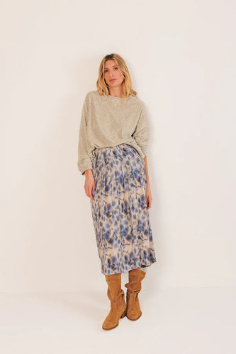 WATERCOLOR MIDI SKIRT BLUE