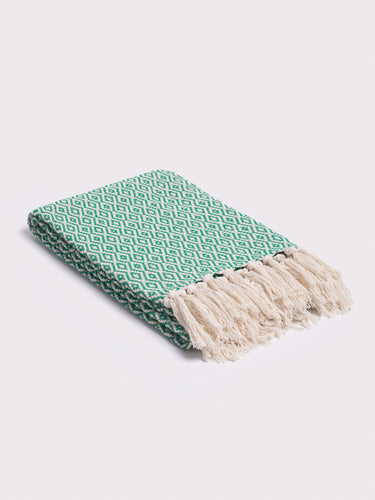 Patterned Cotton Blanket - Green